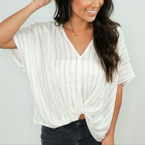 🆕 Pinstripe Wrap Top